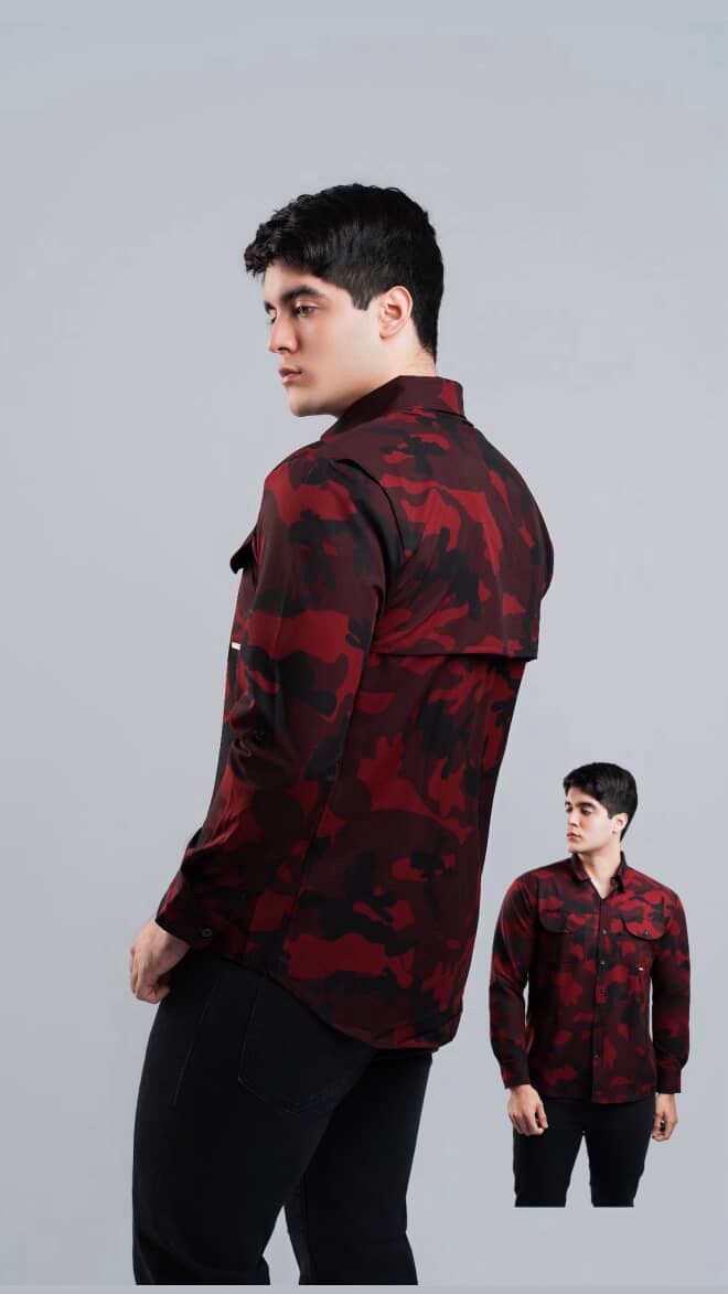 Camisa Militar Rojo/Negro