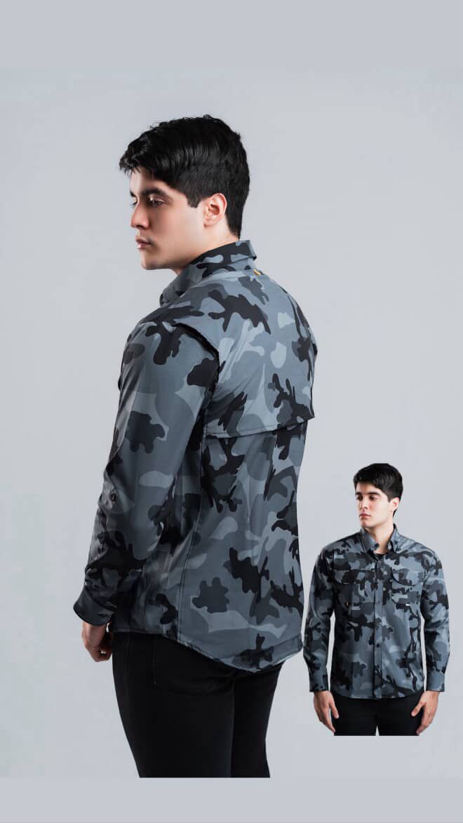 Camisa Militar Gris/Negro