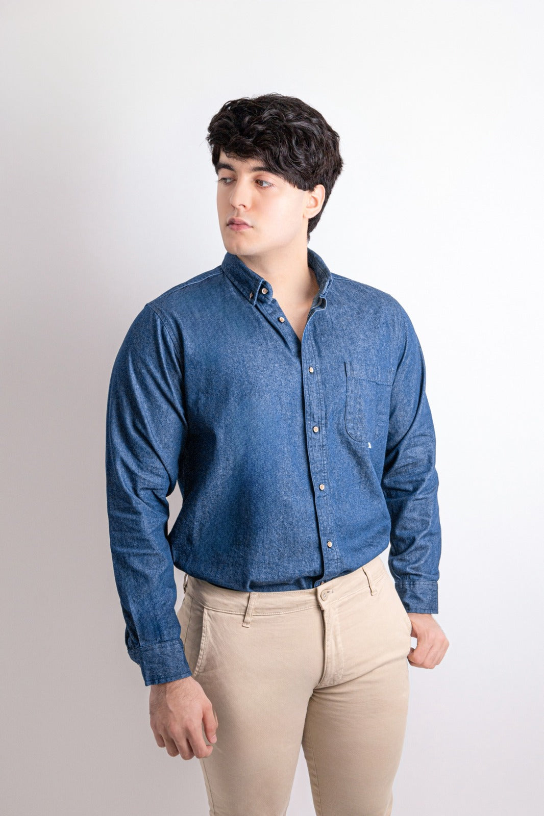 Camisa Caballero Azul Mezclilla